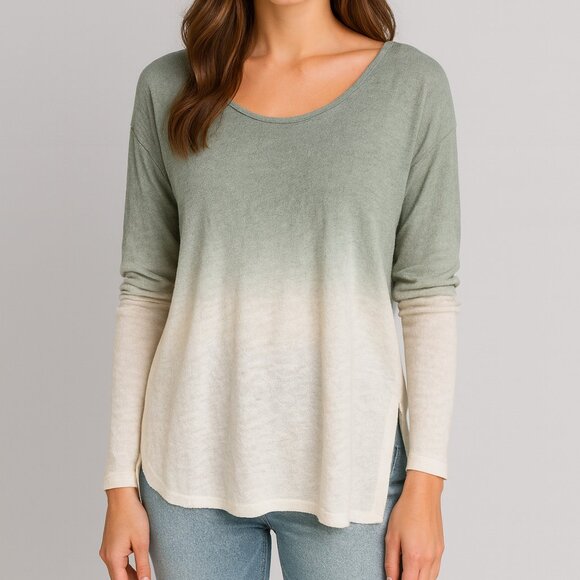 Free People We The Free Dip Dye Top Blue Cream Size Large - Picture 1 of 4
